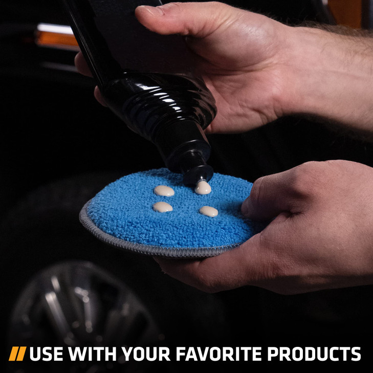 Viking Microfiber Car and Tire Wax Applicator Pads and Cleaning Pads BlueGrey 5 in Diameter 6 Pack
