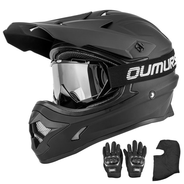 OUMURS Adult ATV Dirt Bike Helmet with Goggles Gloves Mask Adjustable Sun Visor Motorcycle Adults Helmet OffRoad Motocro
