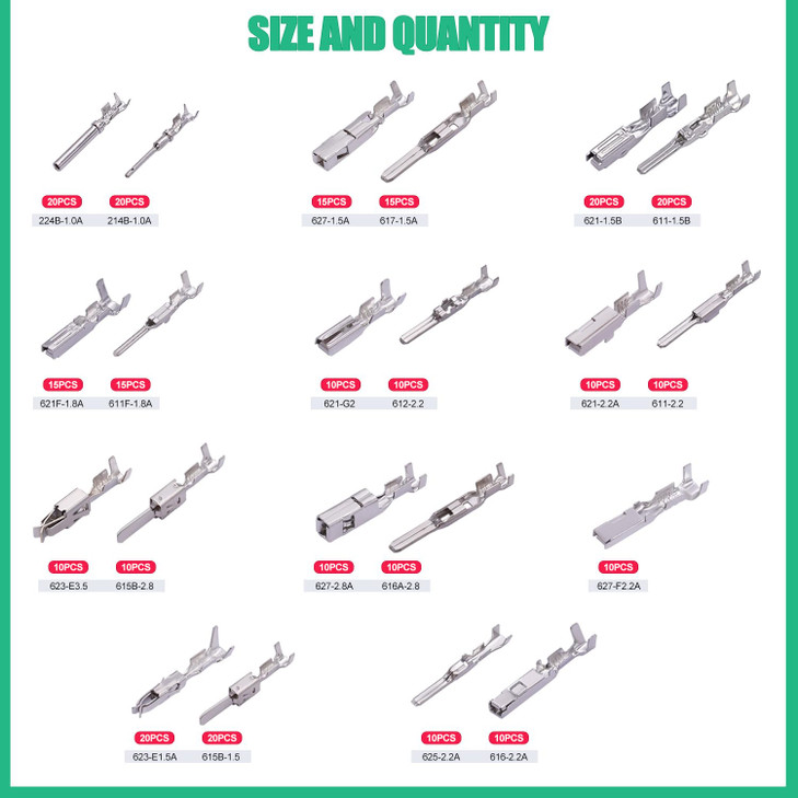 Twidec290PCS Car Electrical Wire Terminal Pins Connector 11518222835mm 21Type Connector Pins Terminal Auto Electric Conn