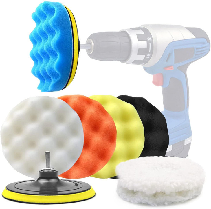6 Inch Car Polishing Buffing Sponge Pads Kit Wool Bonnet Pads for Household Electric Drill and Auto Polisher with 8mm M1