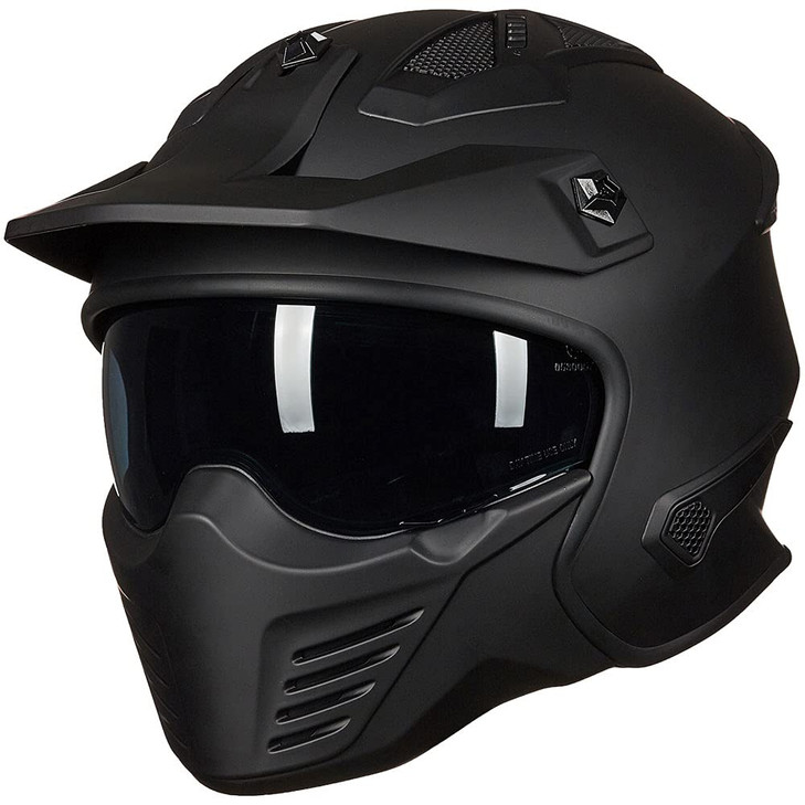 ILM Open Face Motorcycle 34 Half Helmet for Dirt Bike Moped ATV UTV Motocross Cruiser Scooter DOT Model 726X Matte Black
