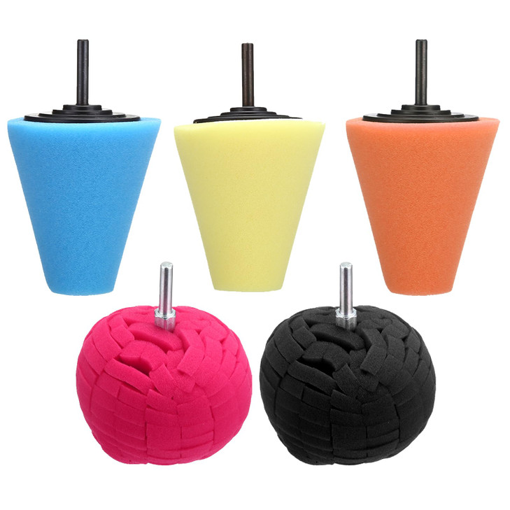 5Pcs Aluminum Polishing Kit Foam Sponge Polishing Balls Wheel Polishing Kit for Drills Car Wheel and Polisher Kits for C