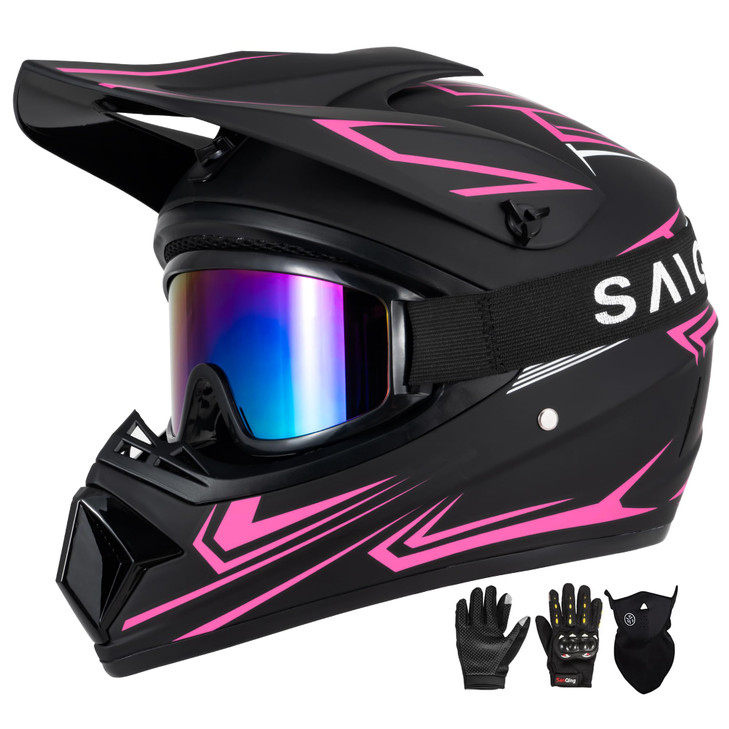 XINGSILUC Youth Kids Motocross Helmet Adult ATV Dirt Bike Helmet with Goggles Gloves Mask Quick Full Face Motorcycle Hel