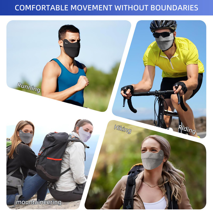 Hymeiluely UPF50 face mask for sun protection Lightweight Breathable Face Cover for Women Men Running Cycling Ice Silk S