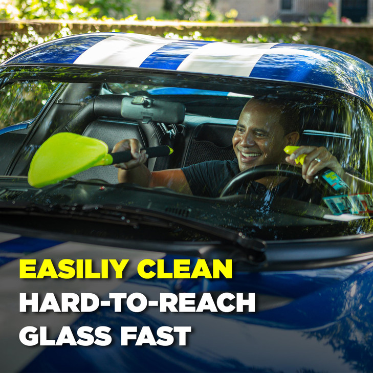 Invisible Glass 95160 Reach Clean Glass Windshield Cleaner Tool Kit With Extendable Handle 2 Reusable Quick Change Micro