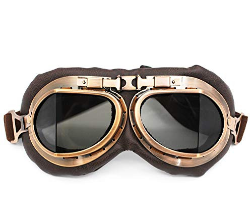Nuoxinus Motorcycle Goggles Vintage Aviator Pilot Style Motocross Bike Cruiser Scooter Goggle Anti UV AntiScratch Dustpr