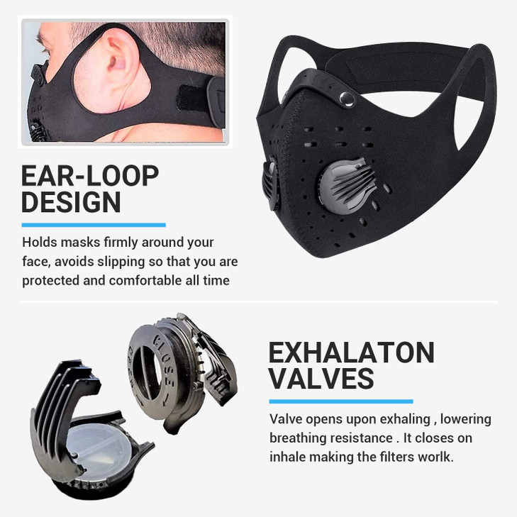 PISIQI Dust Mouth Face Cover Half Face Sports Face Protections Anti Dust Face Mouth Riding Cover with Valve Reusable Bre