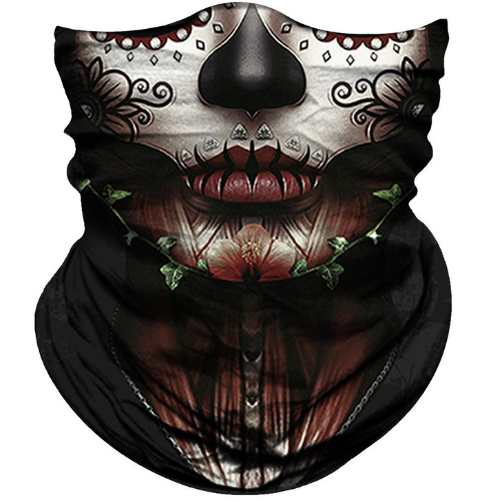 Obacle Skull Face Mask for Women Dust Wind UV Sun Protection Seamless Bandana Face Mask for Rave Festival Motorcycle Rid