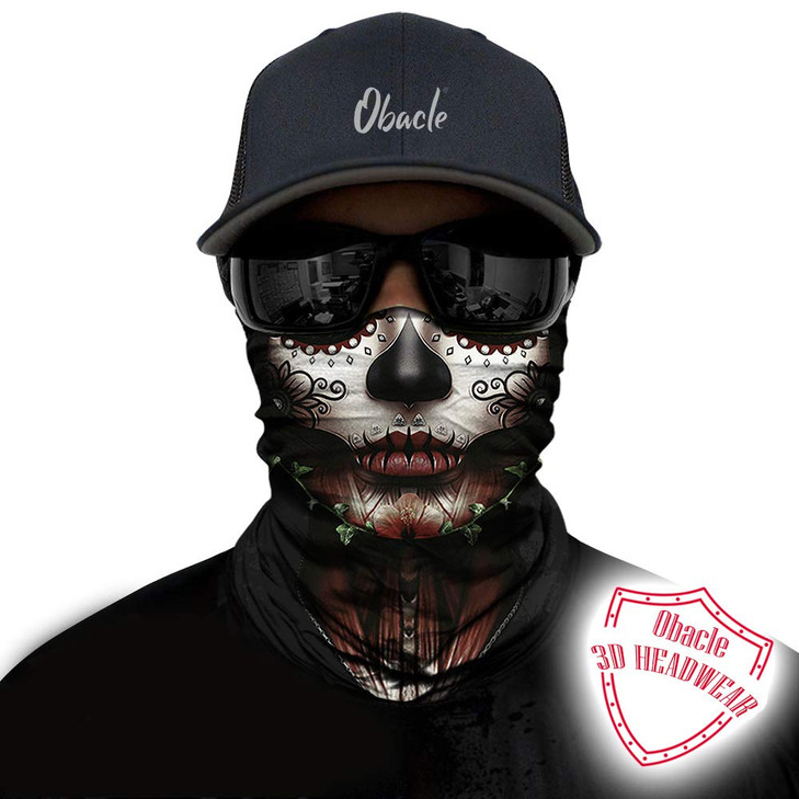 Obacle Skull Face Mask for Women Dust Wind UV Sun Protection Seamless Bandana Face Mask for Rave Festival Motorcycle Rid