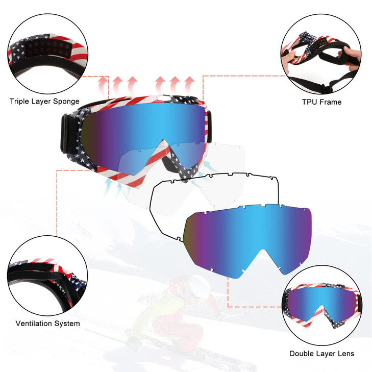 ATV Dirt Bike Motorcycle Goggles Anti UV Dustproof Windproof MX Off Road Goggles for Men Women Adult Youth Kids Riding R