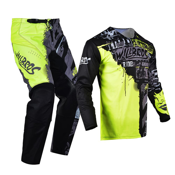 Willbros Youth Motocross Gear Set MX Jersey Pant Combo Kids Children Racing Suit Offroad Motorcycle Boys Girls Green YXX