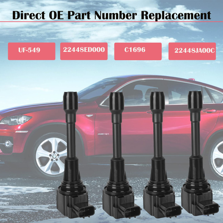 Set of 4 Ignition Coil Pack and Spark Plugs Fits for 2007 2008 2009 2010 2011 2012 2013 Nissan Altima Versa Sentra Rogue