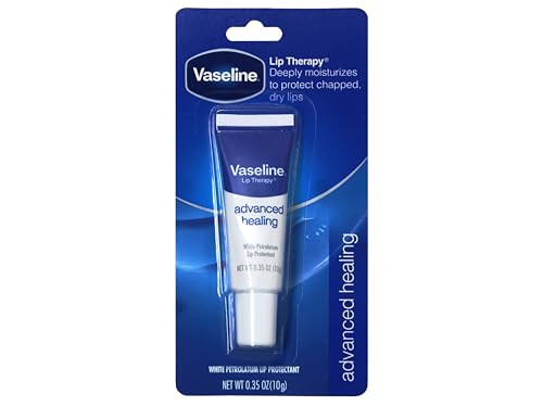 Vaseline Lip Therapy Advanced Healing Lip Balm Tube 2-Pack  White Petroleum Protectant, Moisturizer for Dry Lips, 0.35 Oz Ea