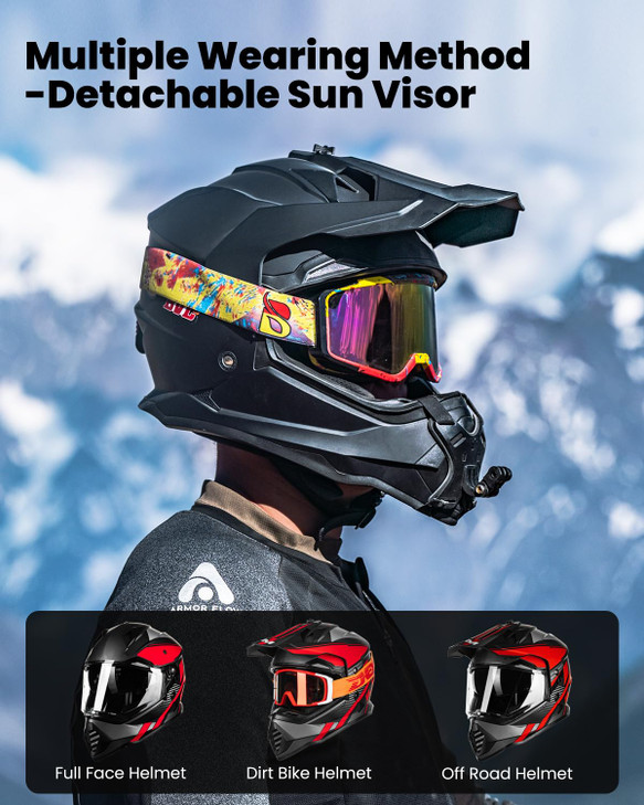 ILM Dual Sport Adventure Motorcycle Helmet with Pinlock Compatible Sun Visor Snowmobile ATV Dirt Bike Off Road Casco Mod