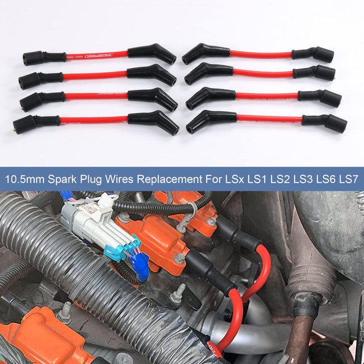 JDMSPEED New Heat Spark Plug Ignition Wires Set 105mm Replacement for LSx LS1 LS2 LS3 LS6 LS7