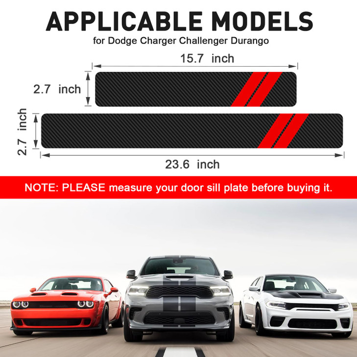 REMOCH Door Sill Protector for Dodge Charger Challenger Durango Accessories Car Door Entry Guard Sill Protector with Pla
