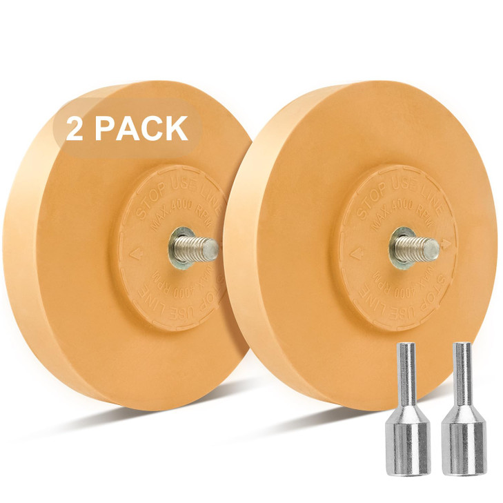 Belinova 2 Pack Eraser Wheel Decal Remover Eraser Wheel Adhesive Remover with Adapter 4 Inch Rubber Eraser Wheel for Dri