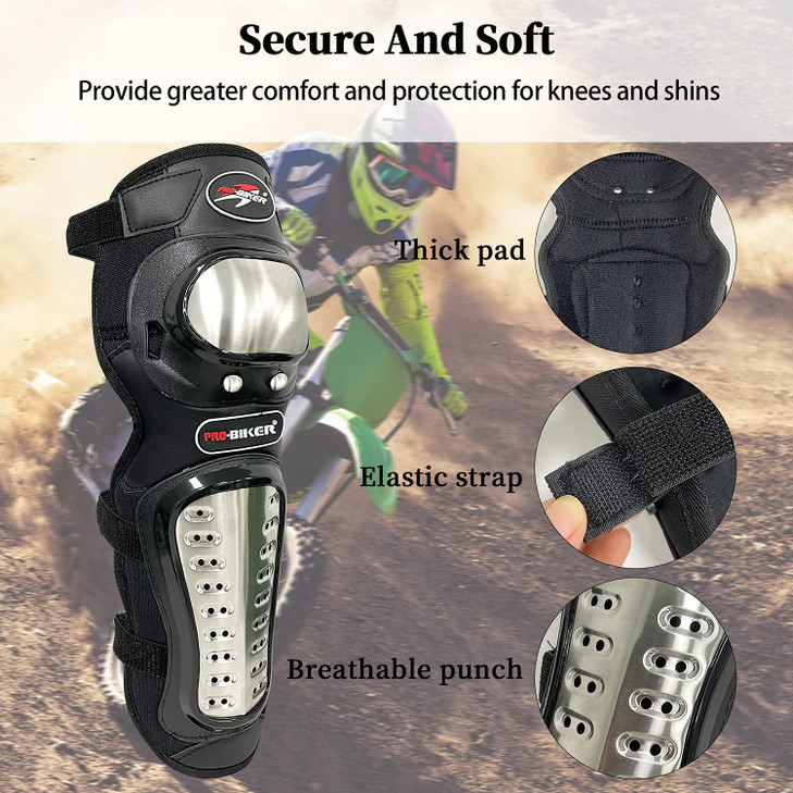 Sutekus Knee Pads Elbow Pads Stainless Steel Motorcycle Elbow Knee Shin Guards Protector For Motorcycle Cycling Mountain