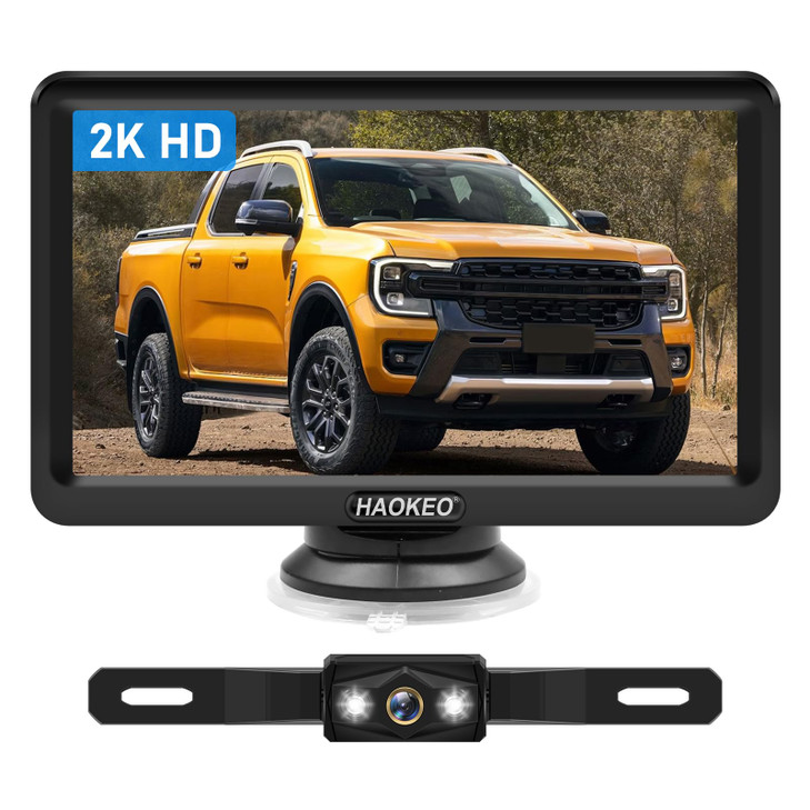 Backup Camera for Truck 7 Inch HD 2K Front Rear View Monitor kit Auto Color Image Night Vision IP69 Waterproof DIY Grid