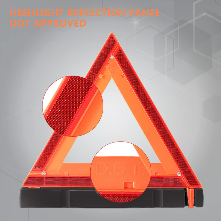 WORKKOOL Safety Triangles DOT Approved Standard Warning Triangles Enmergency Reflector Emergency Triangles for Vehicles