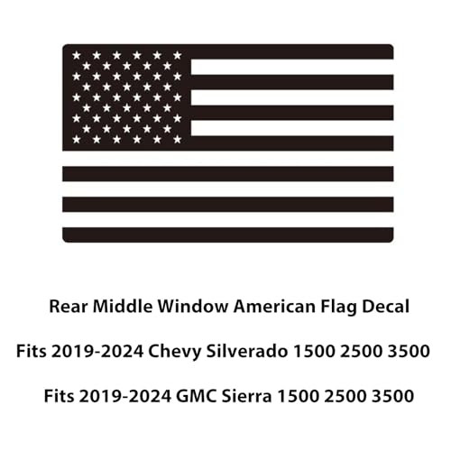 Zxiaochun Rear Middle Window American Flag Decal for Chevy SilveradoGMC Sierra 20192022 2023 2024 2025 2026 Back Center