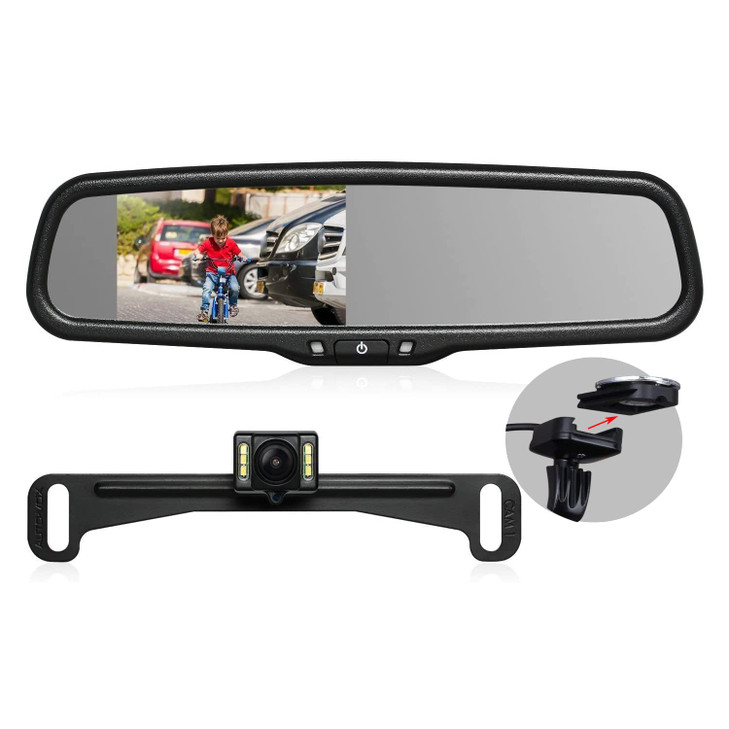 Rear View Mirror Camera with 43 Monitor Super Night Vision OEM Rearview Mirror Backup Camera with IP 68 Waterproof Back