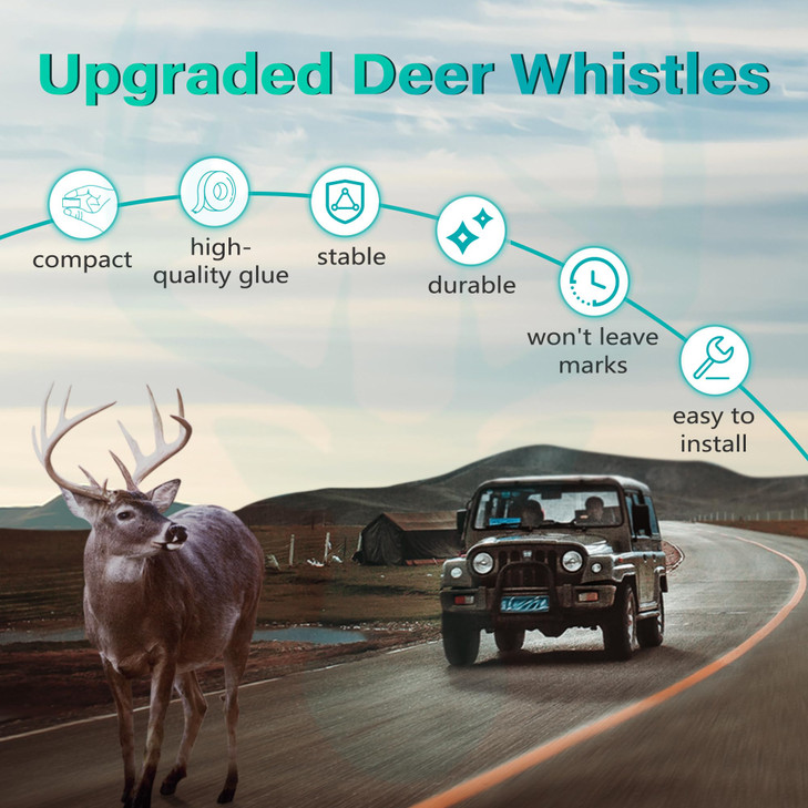 Elook Upgraded Deer Whistles for Car Deer Horn for Car Save Deer Whistle for Vehicles Trunks Motorcycle ThreeHorn 4 Pack