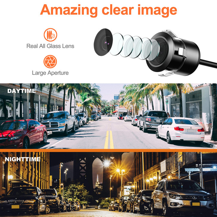 Backup Camera Flush Mount Metal Housing 170Wide View Angle RearSideFront View Camera for Car Clear Night Vision IP69 Wat