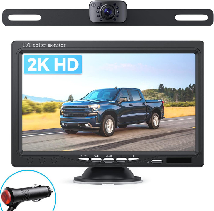 eRapta Backup Camera for Truck 7HD 2K FrontRear View Monitor kit IP69 Waterproof Night Vision DIY Grid Lines for Car RVs