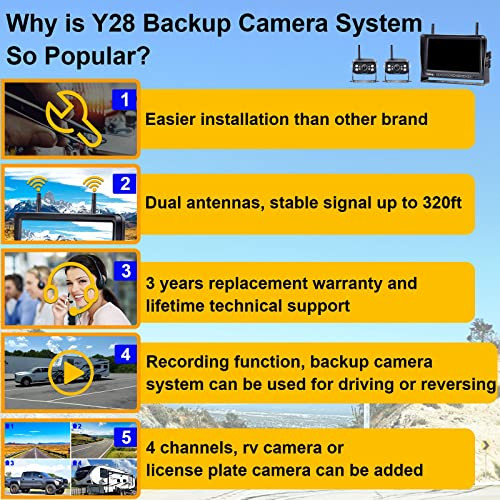 RV Backup Camera Wireless Recording 2 Cameras Plug and Play PreWired for Furrion System Night Vision 4 Channels HD 1080P