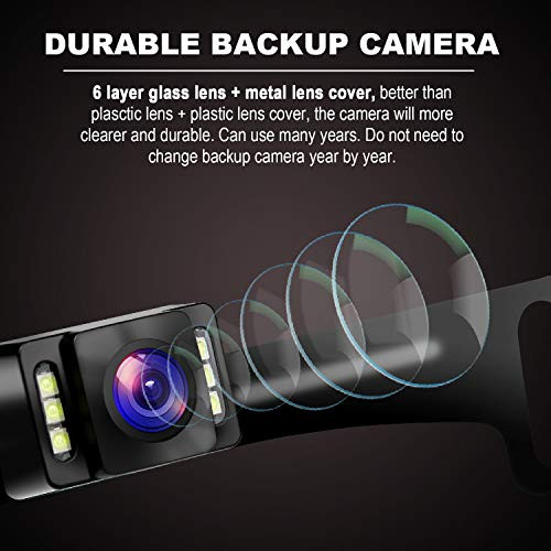 GLK Car Backup Camera HD Rear View Camera License Plate Backup Camera with Wide View Angle 6 LED Night Vision Waterproof