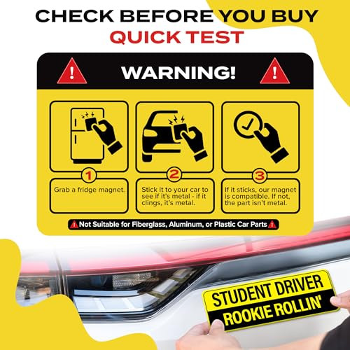 3Pack HEYOKEY Student Driver Magnet for Car Metal Only Not for PlasticAluminum Funny Please Be Patient Reflective Magnet