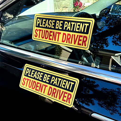 Stickios Student Driver Stickers NonMagnetic for Cars Windows Reusable Removable PaintSafe Vinyl Decals Made in USA 105x