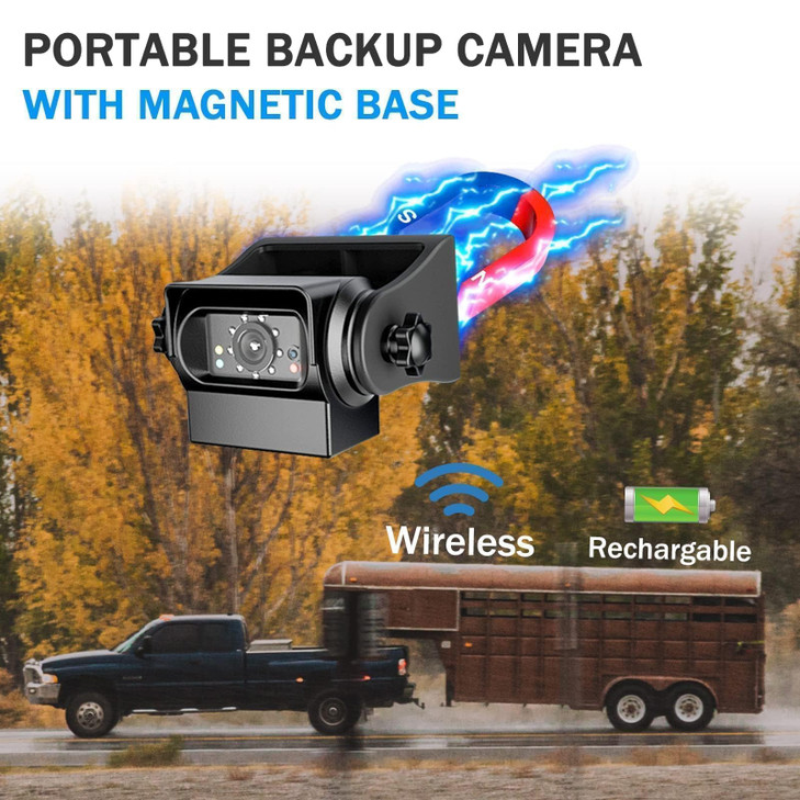 EWAY Strong Magnetic Wireless Backup Camera for iPhone Android WiFi Hitch Camera Rechargeable Battery for Hitch Goosenec