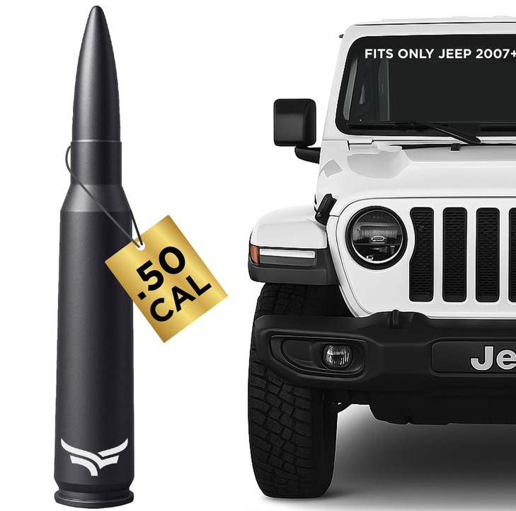 50 Cal Badass Bullet Antenna Fits Jeep Wrangler JK JL from 2007 for Jeep Wrangler Gladiator Accessories Car Wash Safe An