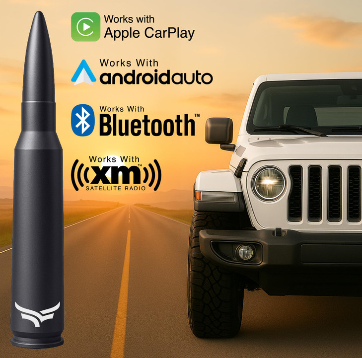 50 Cal Badass Bullet Antenna Fits Jeep Wrangler JK JL from 2007 for Jeep Wrangler Gladiator Accessories Car Wash Safe An