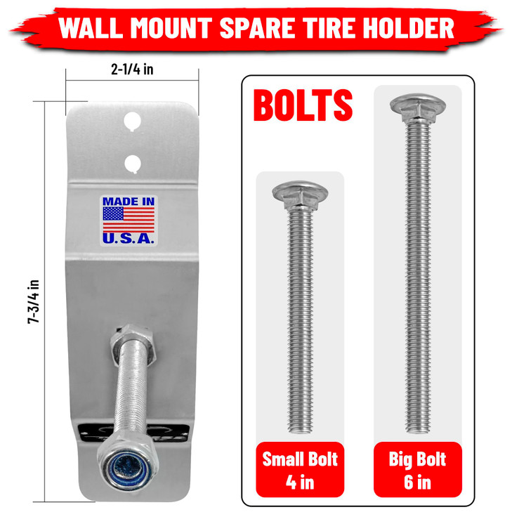 Pit Posse 802 Spare Tire Carrier Wall Mount Bracket for Enclosed Trailer Made in USA Wheel Mounted Aluminum Holder Rack