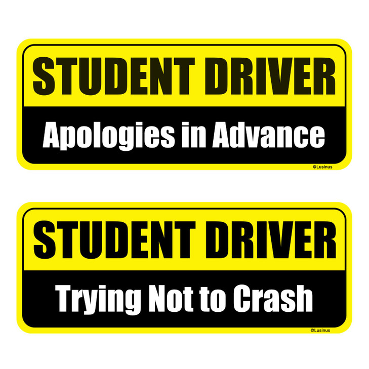 Lusinus Student Driver Magnet for Car 2Pack Reflective Funny Magnetic Bumper Sticker Set Removable Novice Driver Safety