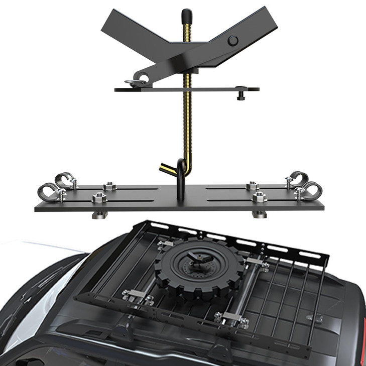 Vanhoxcci Universal Spare Tire Carrier for Roof Rack Platforms and Cargo Baskets Spare Tire Mount with Lock Spare Tire U