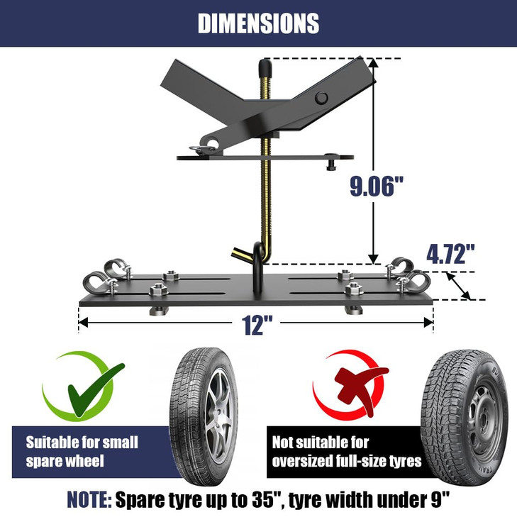 Vanhoxcci Universal Spare Tire Carrier for Roof Rack Platforms and Cargo Baskets Spare Tire Mount with Lock Spare Tire U