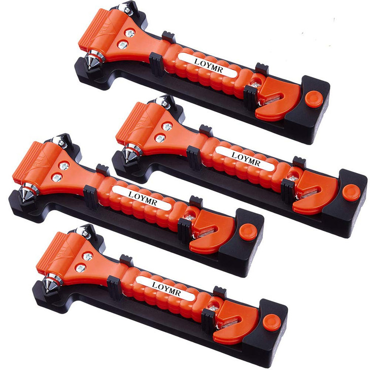 LOYMR 4 PCS Car Safety Hammerwith Car Window Glass Hammer Breaker and Safety Seat Belt Cutter 2in1 Emergency Escape Tool