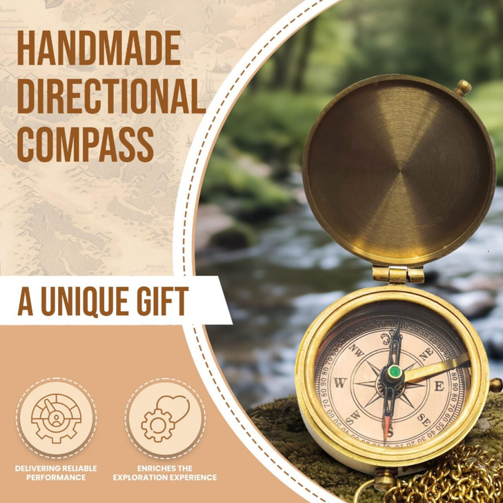 TREZZTOP Be Strong and Courageous Brass Compass Birthday Christmas Graduation Day Gift for Teenage Boys Girls Men Women