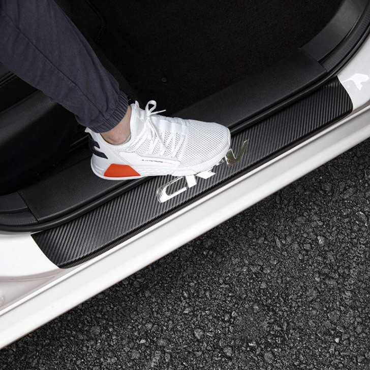 LEXLEY for 20062023 2024 2025 2026 CRV CRV Carbon Fiber Style Leather Door Sill Protector AntiDirty Scuff Plate Cover Gu
