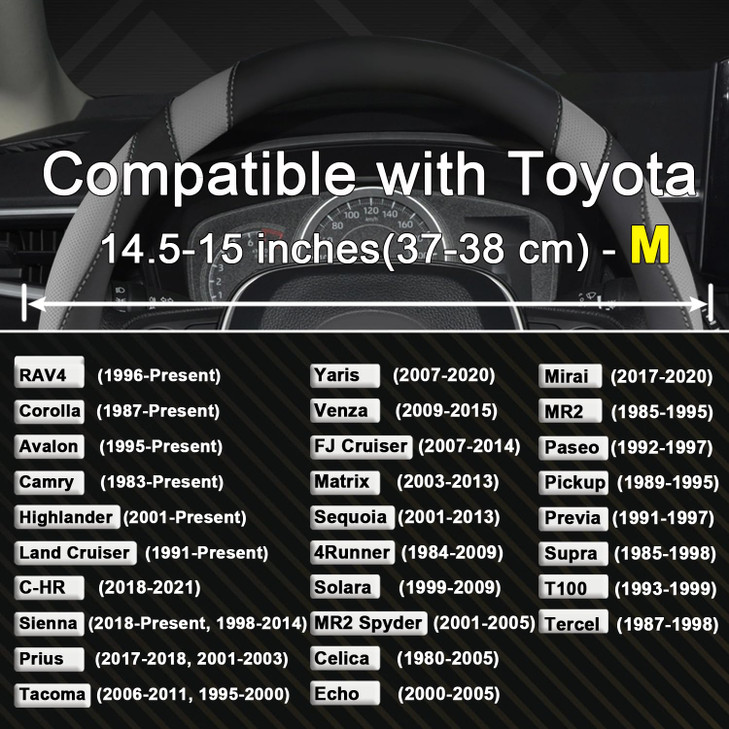 West Llama Customized Auto Car Steering Wheel Cover for Toyota Rav4 Corolla Camry Highlander BlackGrayStandard Size