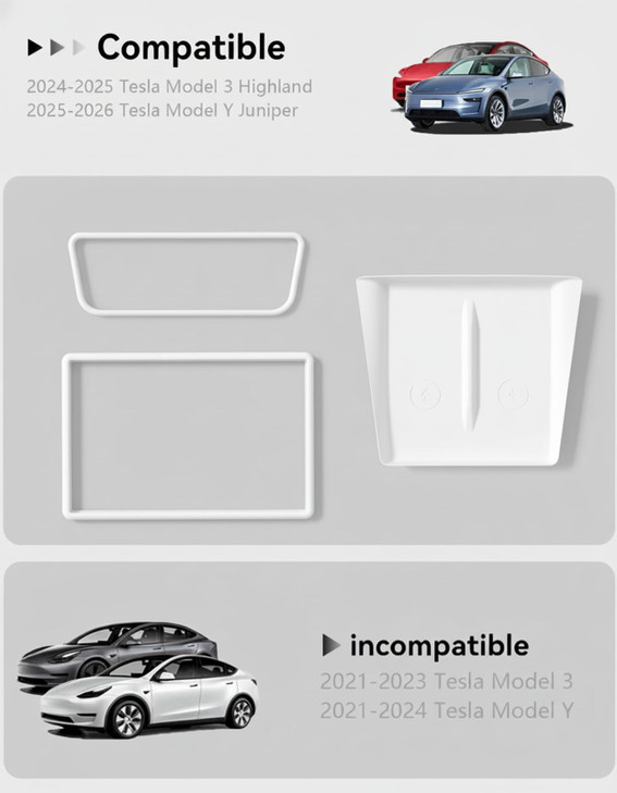 Farmogo for Tesla Model 3 Accessories 2024 2026 Model Y Juniper 20252026 3Piece White Silicone Console Mat Set Screen Mi