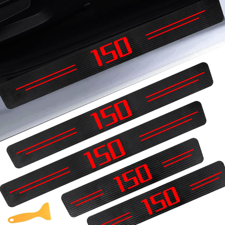 CHIYLE Door Sill Protectors for Ford F150 Carbon Fiber Leather FrontRear Door Sill Sticker for Ford F150 Accessores 2015
