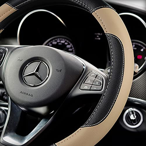Leather Car Steering Wheel Cover NonSlip Car Wheel Cover Protector Breathable Microfiber Leather Universal Fit for Most