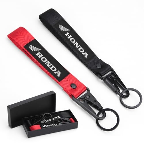 AUSZUOI 2 Pcs Fabric Keychain Black and Red Motorcycle Keychain Heavy Duty Key Chain for Bike Car
