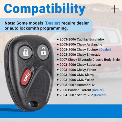 Keyless Entry Car Key Fob Replacement for 20032007 Chevy Chevrolet Silverado Tahoe Avalanche Equinox SSR SuburbanGMC Sie