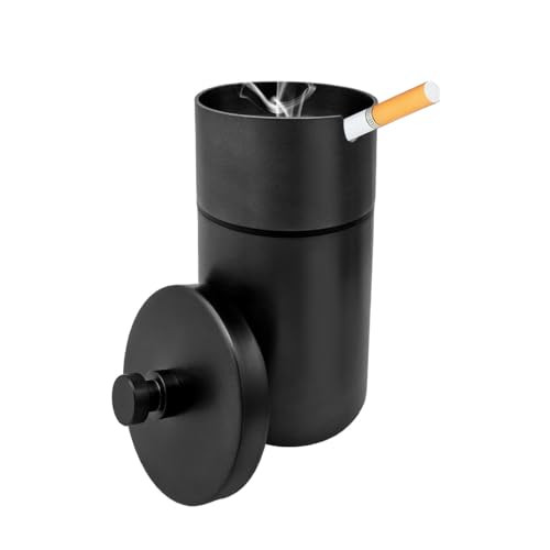 Ohleats Car Ashtray with Lid Stainless Steel Smokeless Smell Proof Auto Ash Tray Detachable Mini Portable Cup Holder Cig